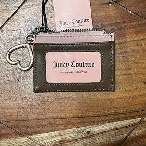 Juicy Couture Pink and Brown Zipper Card Case